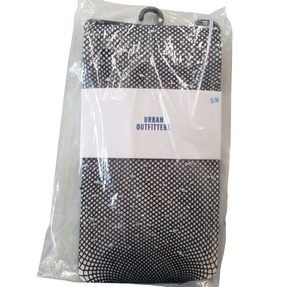 Urban Outfitters Fishnet Tights Women S/M Black Gem Rhinestone Sparkle New Party